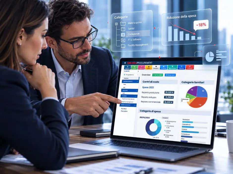 Online Procurement – Analisys Team – 1 Responsabili acquisti analizzano su Online Procurement categorie fornitori e spesa per la gestione dei fornitori